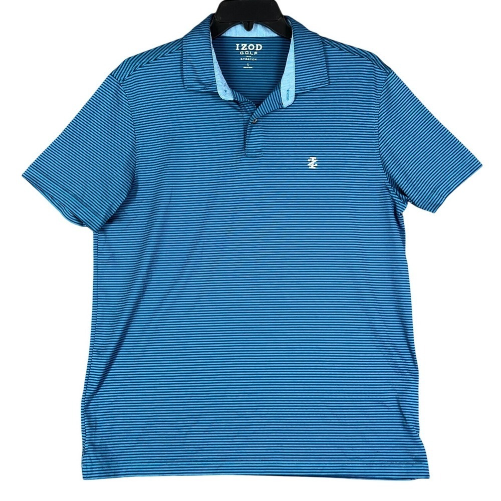 Izod Golf Shirt Mens L Performance Stretch Polo Athletic Golfwear Modern Classic